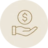 Hand holding dollar coin icon