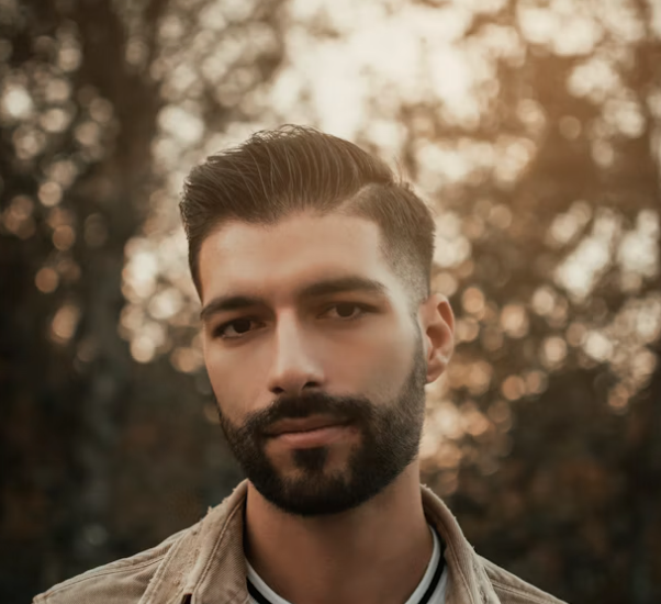 Bearded man outdoor portrait photo